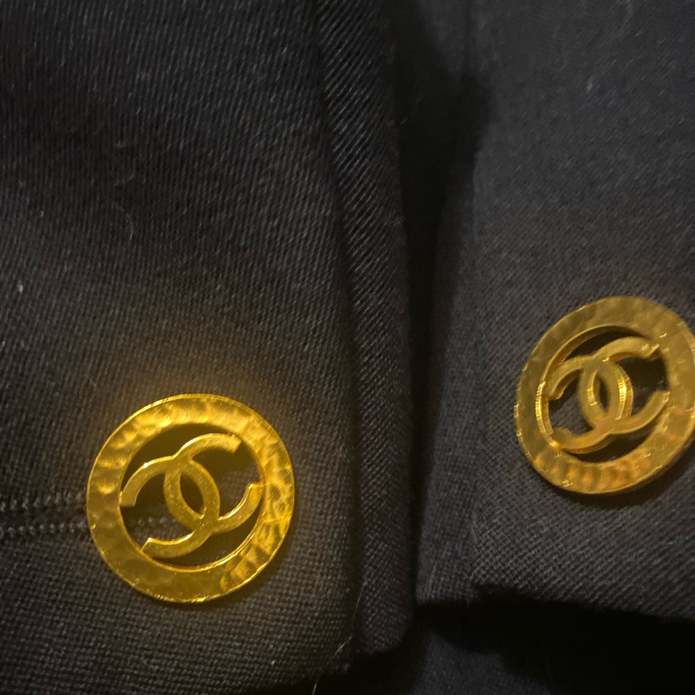 Vintage Chanel Boutique Navy Blue Double-Breasted CC Button Blazer - Picture 7 of 16